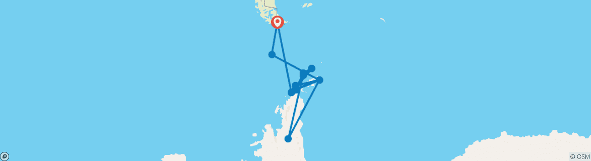 Carte du circuit Antarctique - Péninsule et Shetlands du Sud