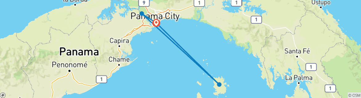Carte du circuit Circuit sur mesure de 7 jours au Panama. Départ quotidien et guide privé