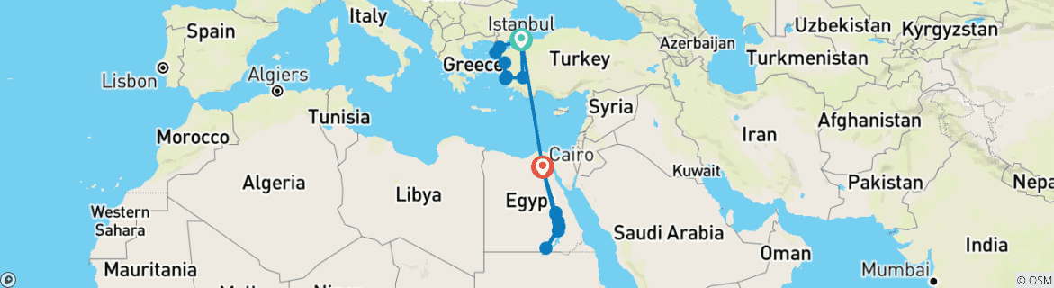 Map of Turkey & Tutankhamun - 16 days