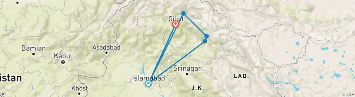 Map of Explore Northern Pakistan - Hunza & Skardu