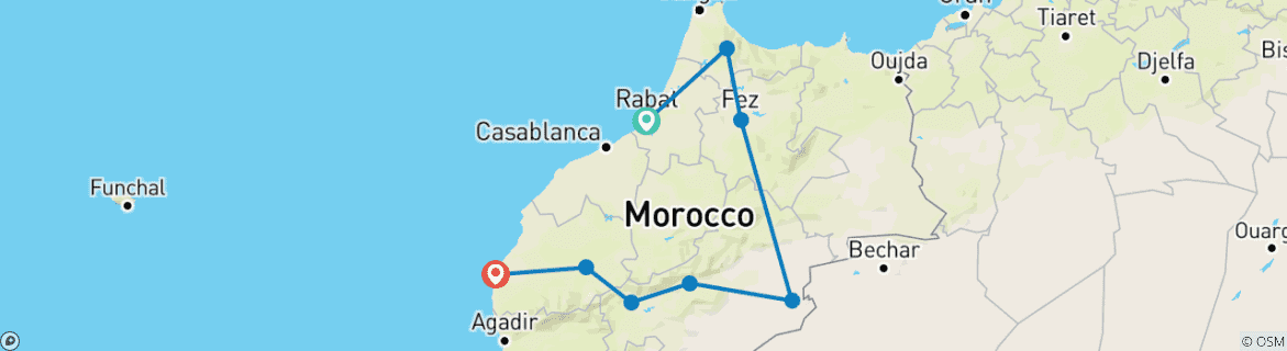 Map of Luxury Grand Tour of Morocco - 14 Days