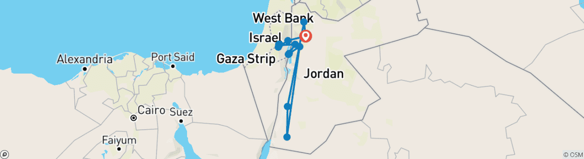 Carte du circuit Terre Sainte et Jordanie - Circuit en groupe