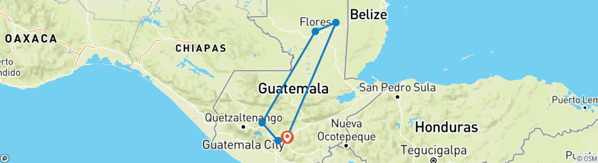 Karte von Guatemala Rundreise