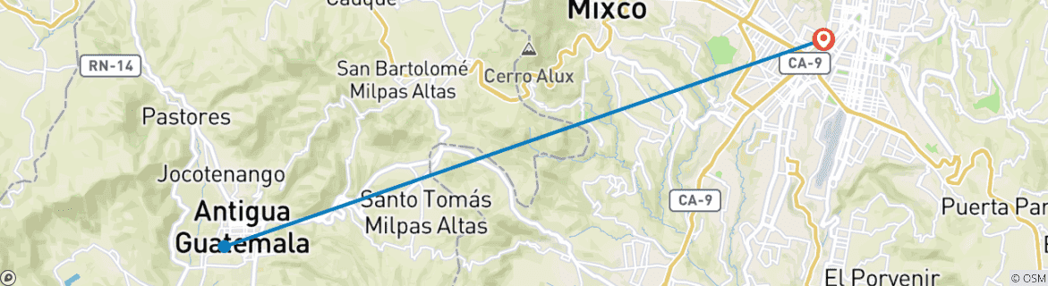 Map of Customized Guatemala Trip with Daily Departure and Private Gudie