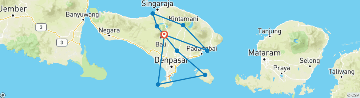 Map of Amazing Bali Experience : Private Tour