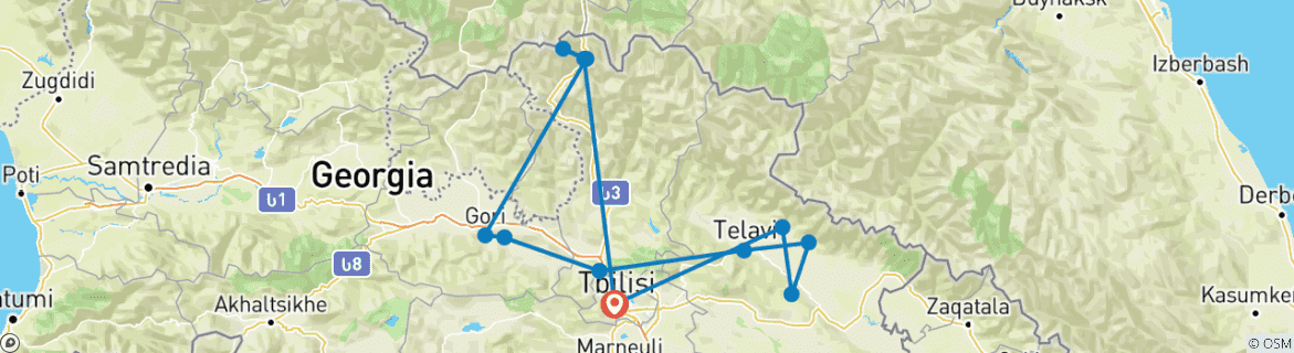 Map of A Taste of Georgia - Tbilisi to the Caucasus Mountains