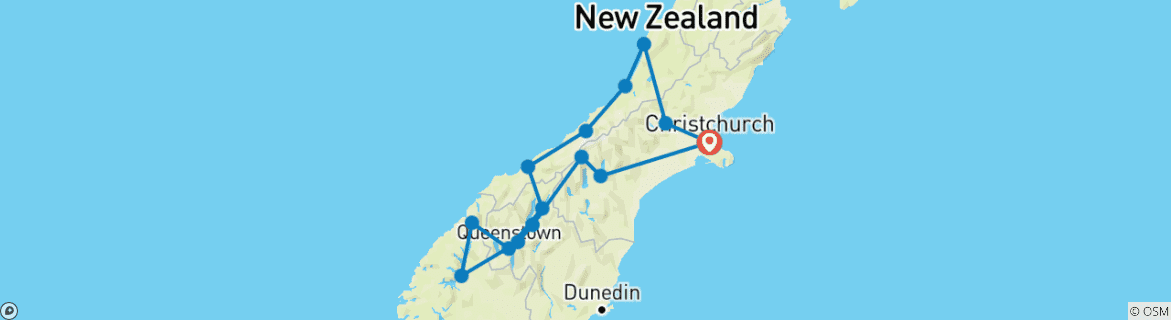 Map of 10 Day South Island Explorer