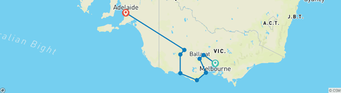 Mapa de Aventura en la Gran ruta Oceánica y los Grampians