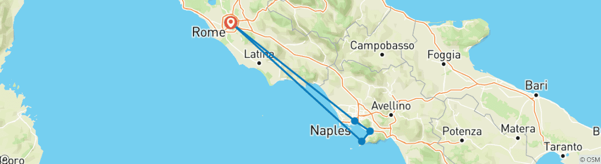 Map of Discovery of Naples, Pompeii & Sorrento - 3 Days