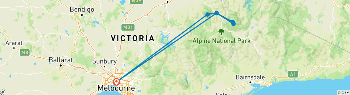 Karte mit der Reiseroute