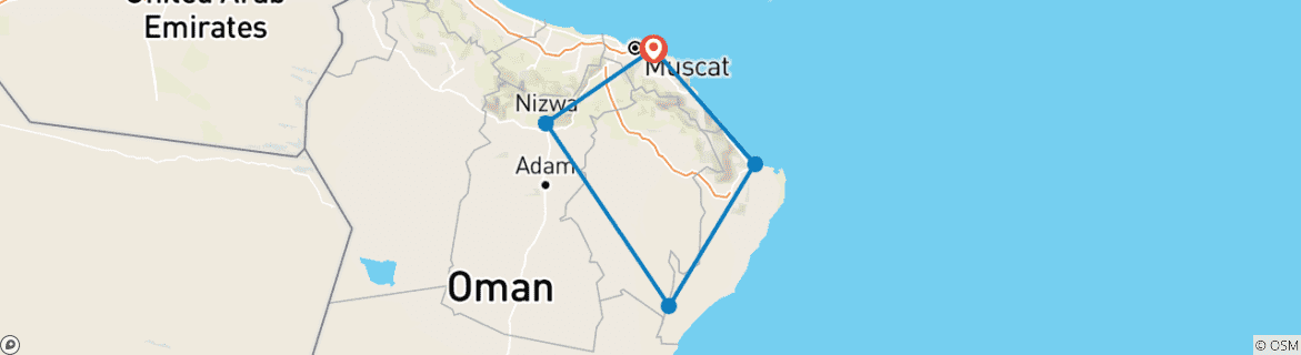 Map of Tailor-Made Best Oman Family Tour, Daily Start & Private Trip