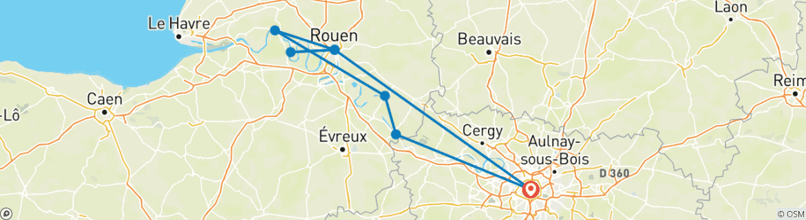 Carte du circuit France | Tour de la Seine à vélo | Vélo et bateau