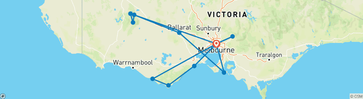 Image d'une carte montrant l'itinéraire du circuit