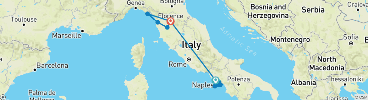 Mapa de Lo que hay que ver en Italia: Costa Amalfitana, Toscana, Florencia, Cinque Terre ¡y mucho más!