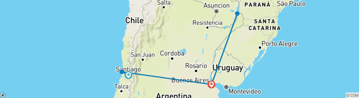 Image d'une carte montrant l'itinéraire du circuit