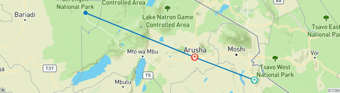 Karte mit der Reiseroute