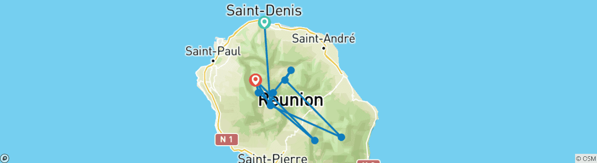 Carte du circuit Tropiques, volcans et mer