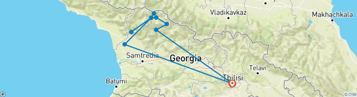 Map of Svanetia - South Caucasus Trekking Tour