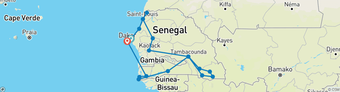 Mapa de Grand Tour Senegal con festival de la calabaza