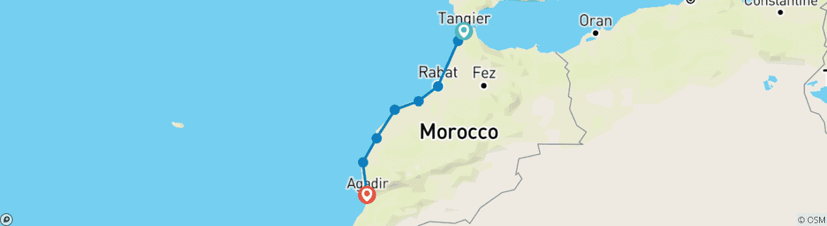 Carte du circuit Atlantique Maroc