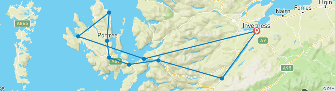 Map of Isle of Skye, The Fairy Pools & Highland Castles