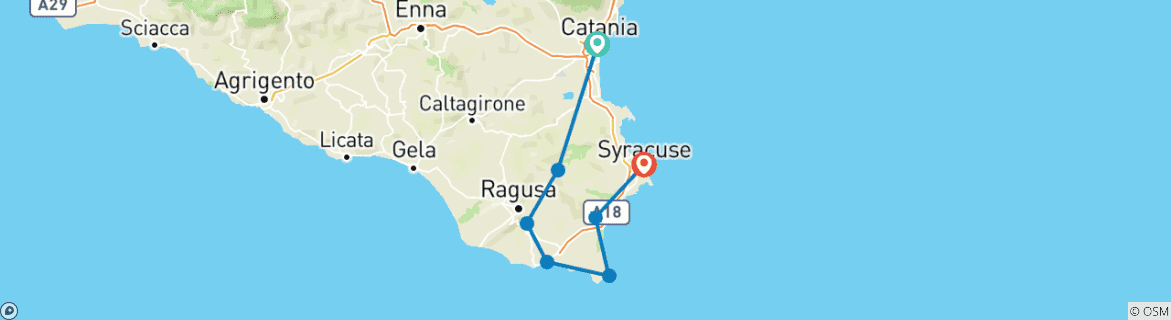 Foto van een kaart met de route van de rondreis