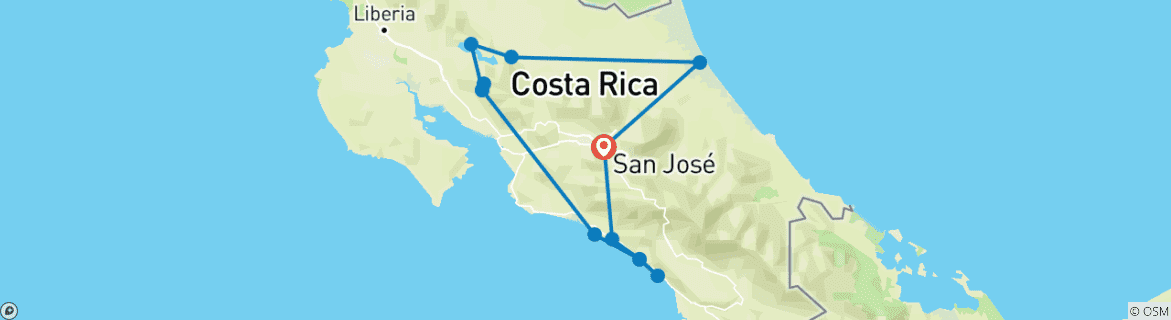 Map of Discover Costa Rica - with Dominical