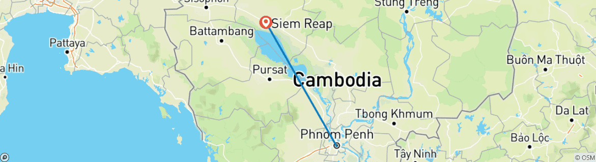 Kaart van Verbazingwekkend Cambodja in 5 dagen - privéreis