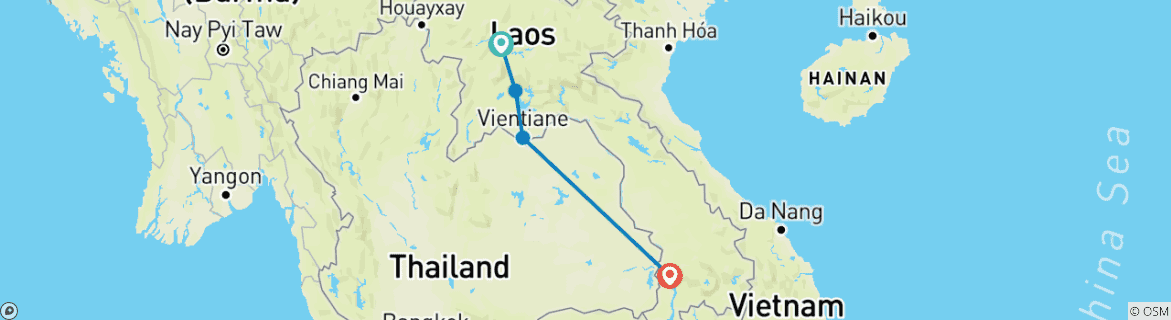 Karte mit der Reiseroute