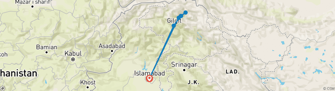 Map of Hunza Valley Nature & Walking Tour