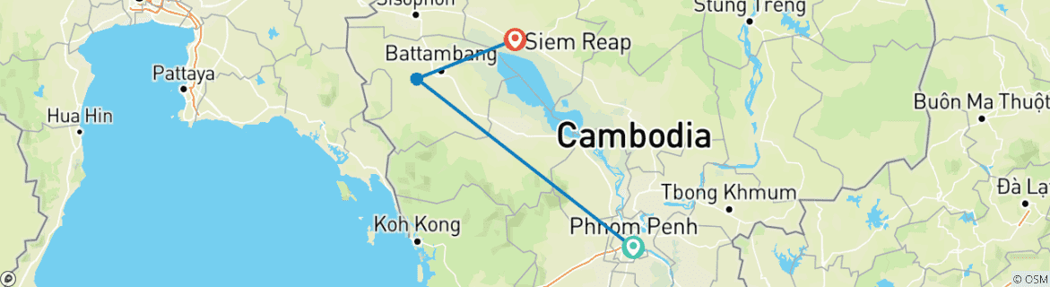 Map of Cambodia Discovery in 10 Days - Private Tour