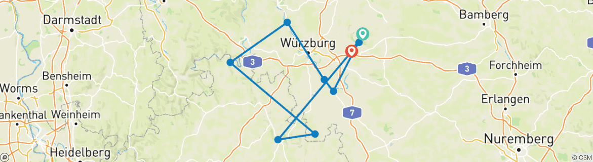 Foto van een kaart met de route van de rondreis