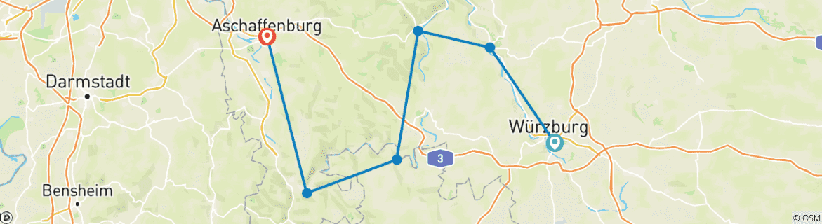 Foto van een kaart met de route van de rondreis