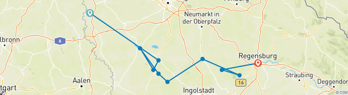 Foto van een kaart met de route van de rondreis