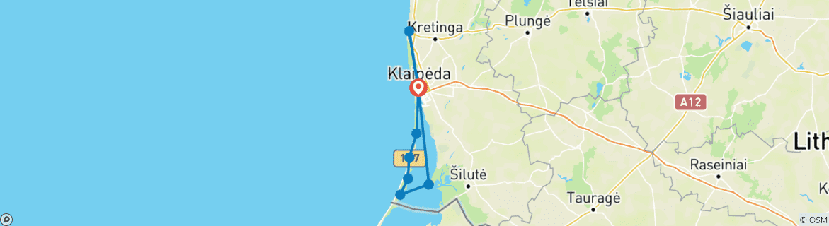 Map of HIKING THE LITHUANIAN SEASIDE: Curonian Spit, Palanga, Ventė Cape