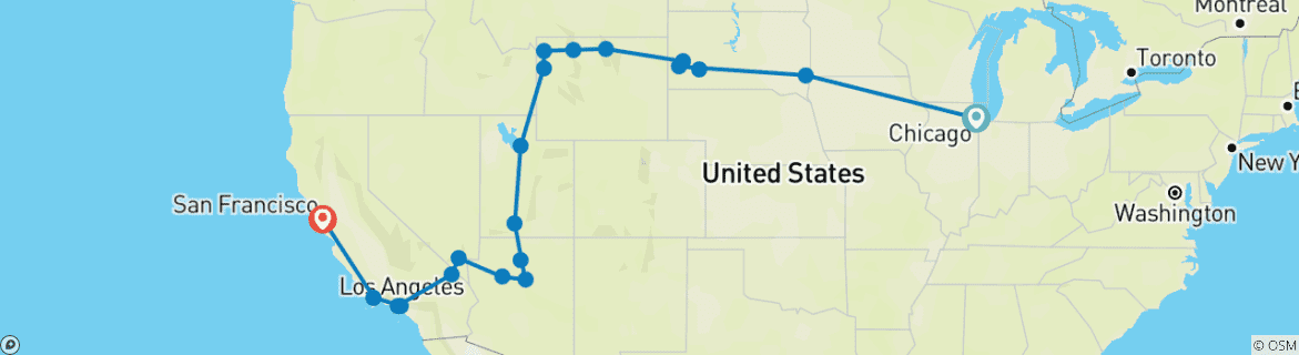 Map of Chicago to Golden Gate