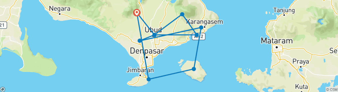 Karte mit der Reiseroute