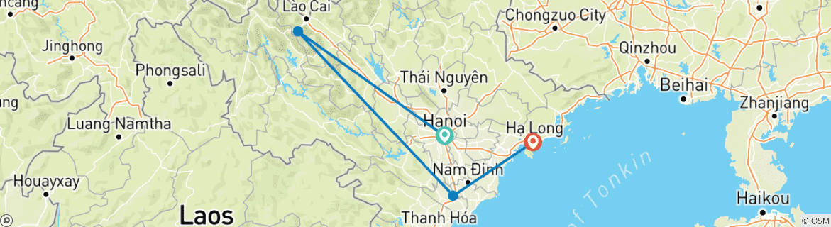 Map of The Beauty of Northern Vietnam in 8 Days