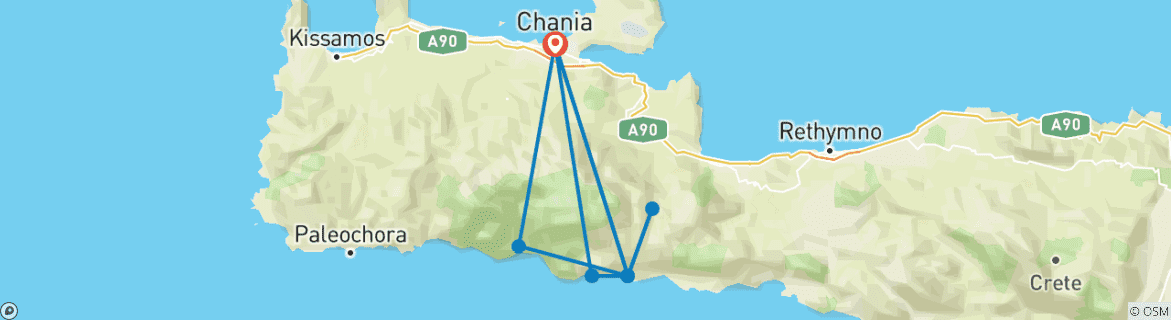 Karte mit der Reiseroute