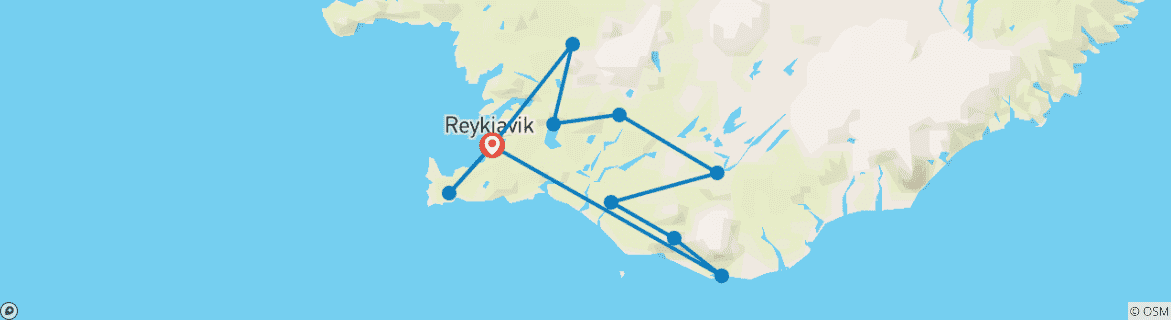 Map of Iceland Expedition: Northern Lights, Blue Lagoon, and Reykjavík | Group Tour and Self-Drive Road Trip