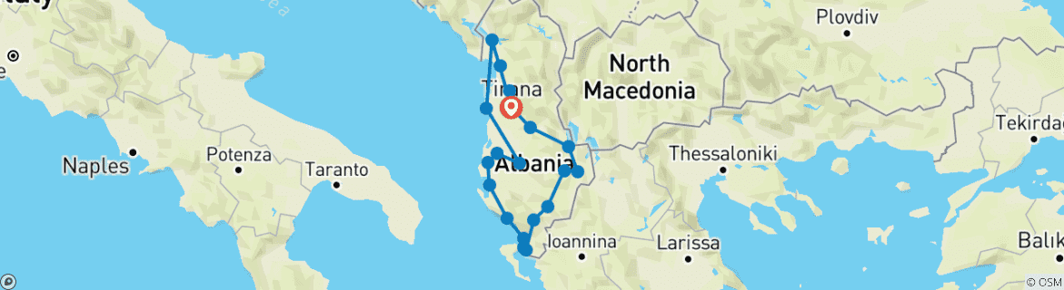 Map of Best of Albania Explorer 10 days Tour - Guaranteed Departures