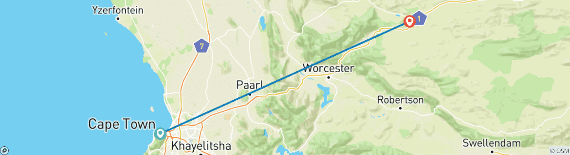 Karte von 3Sterne 3-Tage Kapstadt Paket