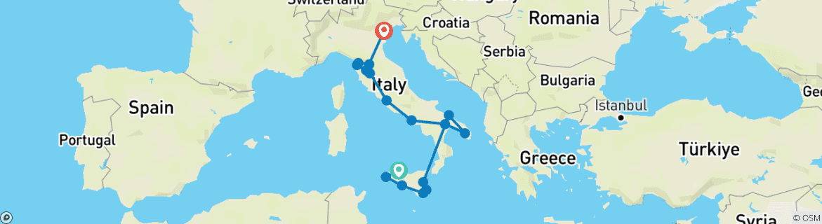 Kaart van Premium Sicilië en Italië in de diepte