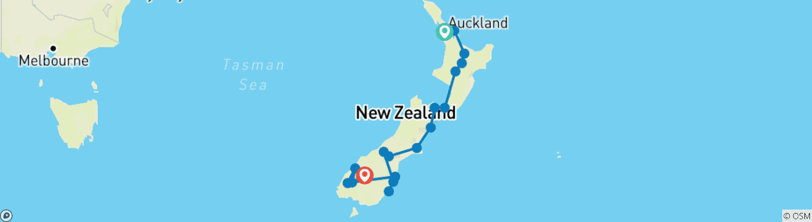 Foto van een kaart met de route van de rondreis