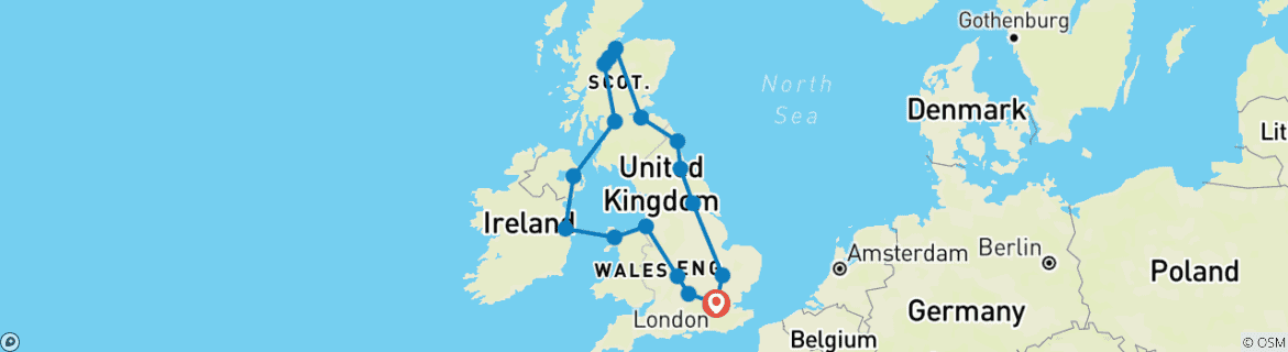 Map of 10-Day United Kingdom and Ireland