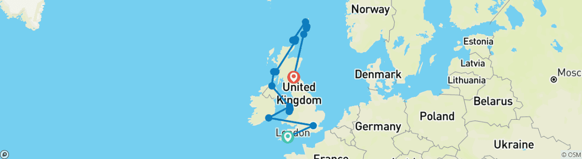 Carte du circuit Le meilleur des îles britanniques