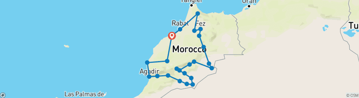 Map of 14 Days From Casablanca Highlights of Morocco