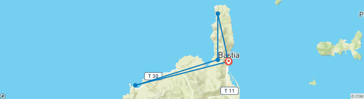 Map of Corsica with Ebike