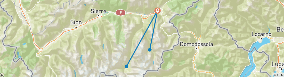 Map of Walking the Valais Matterhorn Region - Premium