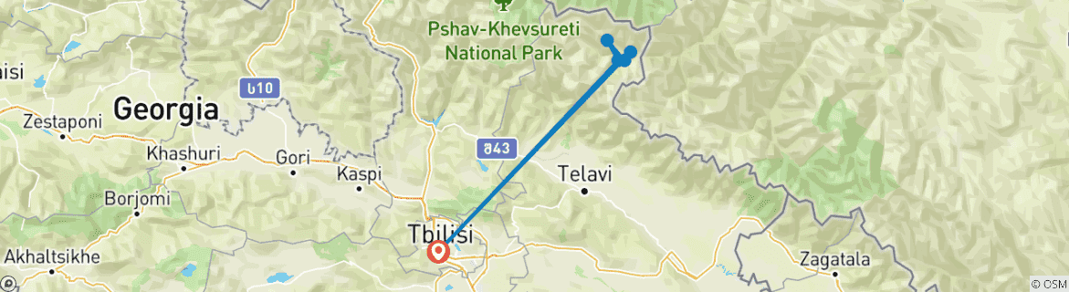 Map of 3-Day Tusheti Tour: Explore The Unspoiled Wilderness